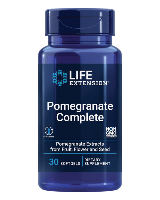 Life Extension Pomegranate Complete - Granatapfel-Extrakt aus Frucht, Blüte und Samenöl - Herz-Kreislauf-Gesundheit, antioxidative Unterstützung, Superfood-Ergänzung - glutenfrei, nicht-GVO, 30 Softgels