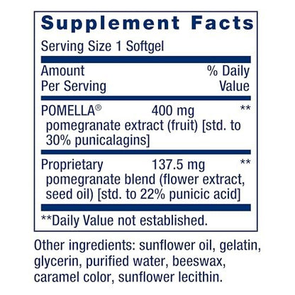 Life Extension Pomegranate Complete - Granatapfel-Extrakt aus Frucht, Blüte und Samenöl - Herz-Kreislauf-Gesundheit, antioxidative Unterstützung, Superfood-Ergänzung - glutenfrei, nicht-GVO, 30 Softgels