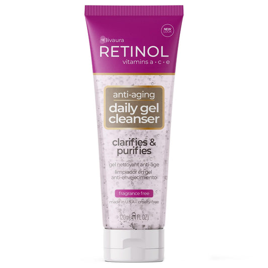 LIVAURA Retinol Anti-Aging Gel Reiniger – Sanfte Reinigung von Poren & Peeling für weiche, glatte Haut – Antioxidantienreiche Mikroperlen mit Vitamin A & E maximieren die erneuernden Vorteile von Retinol