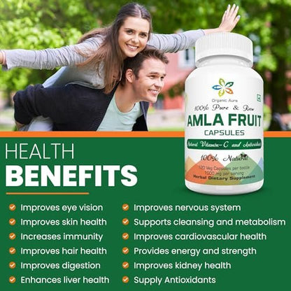 AMLA Kapseln – 1000 mg pro Portion, 120 vegane Kapseln – Rohes grünes Superfood – natürlich, frisch & original – ohne GVO und glutenfrei