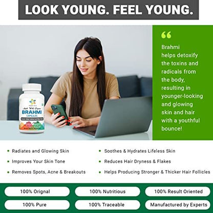 Organic Aura Brahmi Kapseln - 120 Stück. Stärkt und verbessert auf natürliche Weise Immunität und Gedächtnis. Vollständiges grünes Superfood. Nicht-GVO - Glutenfrei.