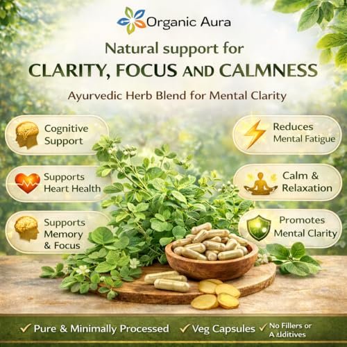 Organic Aura Brahmi Kapseln - 120 Stück. Stärkt und verbessert auf natürliche Weise Immunität und Gedächtnis. Vollständiges grünes Superfood. Nicht-GVO - Glutenfrei.