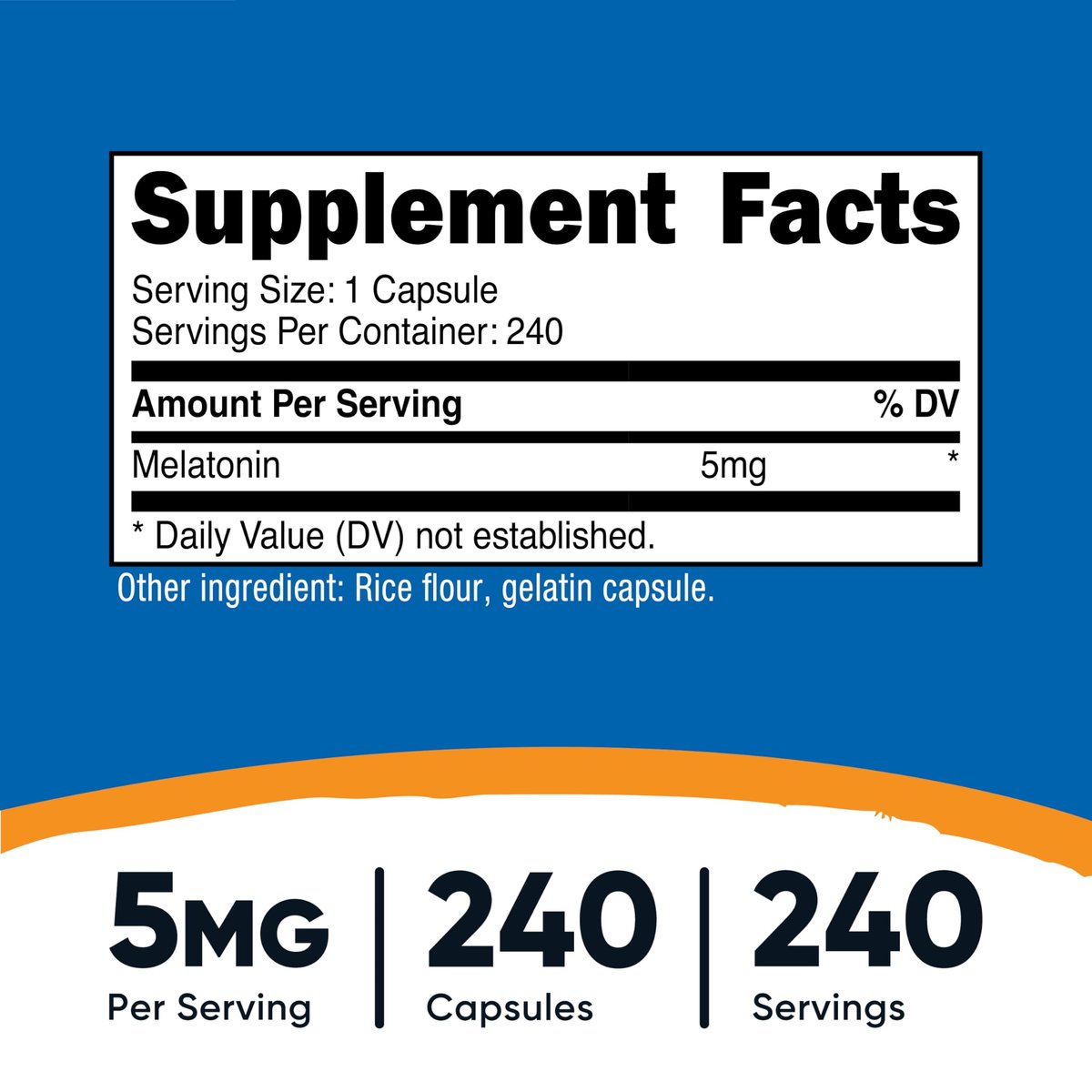 Nutricost Melatonin 5mg, 240 Kapseln – 5mg pro Portion, Non-GMO, Glutenfrei