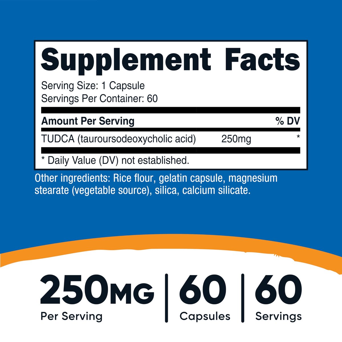 Nutricost Tudca 250mg, 60 Kapseln (Tauroursodeoxycholsäure) - Premium Qualität