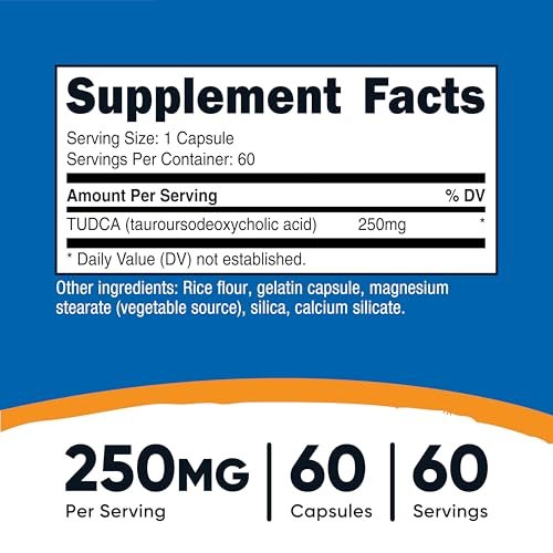 Nutricost Tudca 250mg, 60 Kapseln (Tauroursodeoxycholsäure) - Premium Qualität
