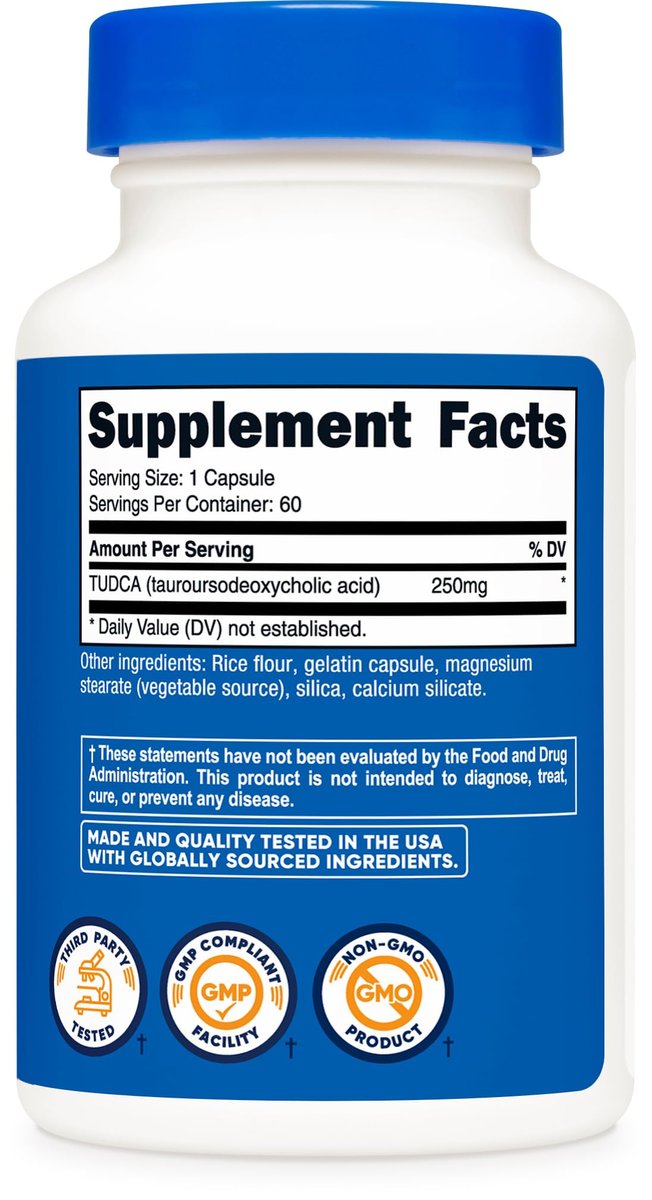 Nutricost Tudca 250mg, 60 Kapseln (Tauroursodeoxycholsäure) - Premium Qualität