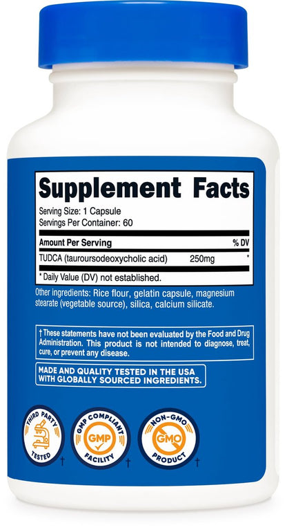 Nutricost Tudca 250mg, 60 Kapseln (Tauroursodeoxycholsäure) - Premium Qualität