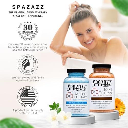 Spazazz Aromatherapie Spa- und Badesalze Kristalle RX Therapy Kollektion 2er Pack – je ein 19 Oz Glas Muskeltherapie und Gelenktherapie – Totes Meer Badesalzkristalle