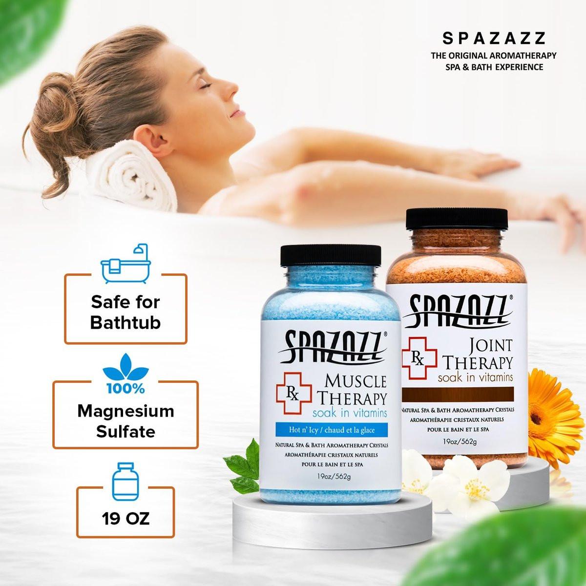 Spazazz Aromatherapie Spa- und Badesalze Kristalle RX Therapy Kollektion 2er Pack – je ein 19 Oz Glas Muskeltherapie und Gelenktherapie – Totes Meer Badesalzkristalle
