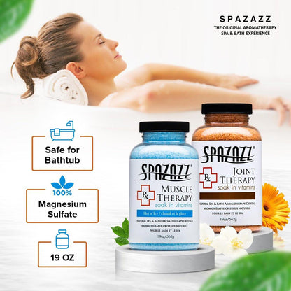 Spazazz Aromatherapie Spa- und Badesalze Kristalle RX Therapy Kollektion 2er Pack – je ein 19 Oz Glas Muskeltherapie und Gelenktherapie – Totes Meer Badesalzkristalle