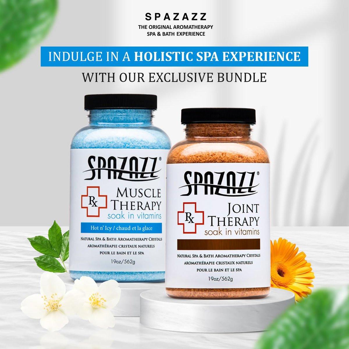 Spazazz Aromatherapie Spa- und Badesalze Kristalle RX Therapy Kollektion 2er Pack – je ein 19 Oz Glas Muskeltherapie und Gelenktherapie – Totes Meer Badesalzkristalle