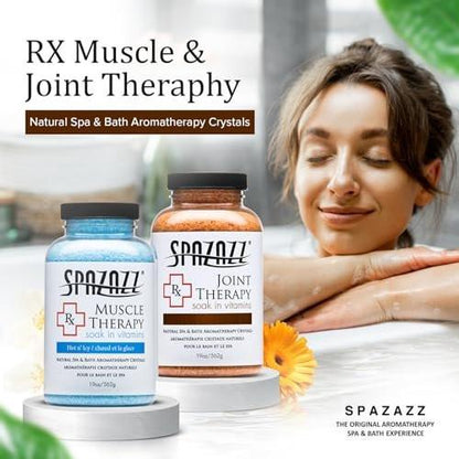 Spazazz Aromatherapie Spa- und Badesalze Kristalle RX Therapy Kollektion 2er Pack – je ein 19 Oz Glas Muskeltherapie und Gelenktherapie – Totes Meer Badesalzkristalle
