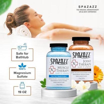 Spazazz Aromatherapie Spa- und Badesalze Kristalle RX Therapy Kollektion 2er Pack – je ein 19 Oz Glas Muskeltherapie und Gelenktherapie – Totes Meer Badesalzkristalle