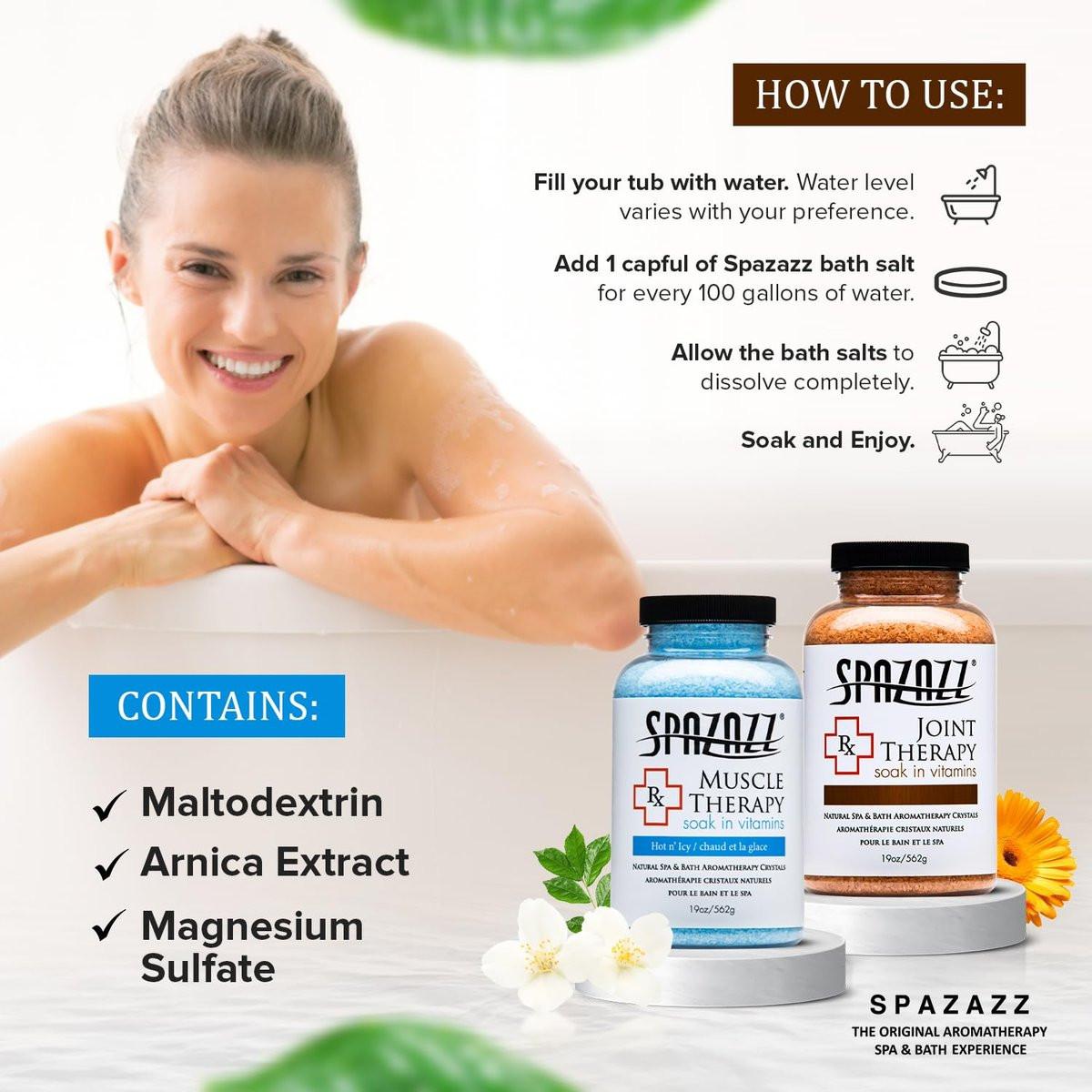 Spazazz Aromatherapie Spa- und Badesalze Kristalle RX Therapy Kollektion 2er Pack – je ein 19 Oz Glas Muskeltherapie und Gelenktherapie – Totes Meer Badesalzkristalle