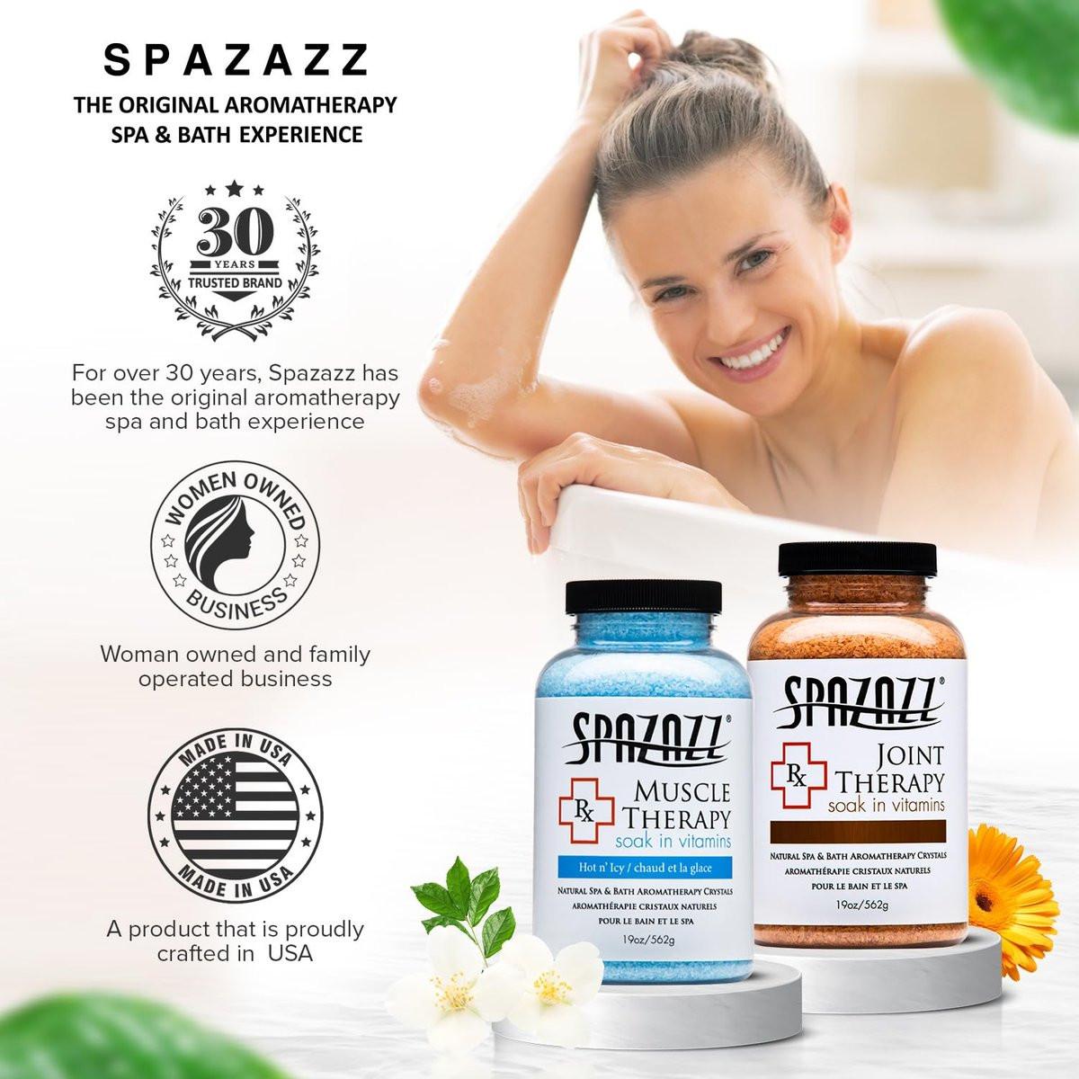 Spazazz Aromatherapie Spa- und Badesalze Kristalle RX Therapy Kollektion 2er Pack – je ein 19 Oz Glas Muskeltherapie und Gelenktherapie – Totes Meer Badesalzkristalle
