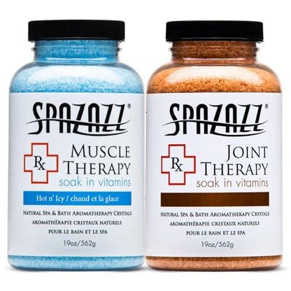 Spazazz Aromatherapie Spa- und Badesalze Kristalle RX Therapy Kollektion 2er Pack – je ein 19 Oz Glas Muskeltherapie und Gelenktherapie – Totes Meer Badesalzkristalle