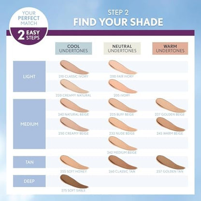 COVERGIRL & Olay Simply Ageless 3-in-1 Flüssig-Foundation, mattes Finish, mit Hyaluronsäure & Vitamin C, 232 Nude Beige, 29 ml