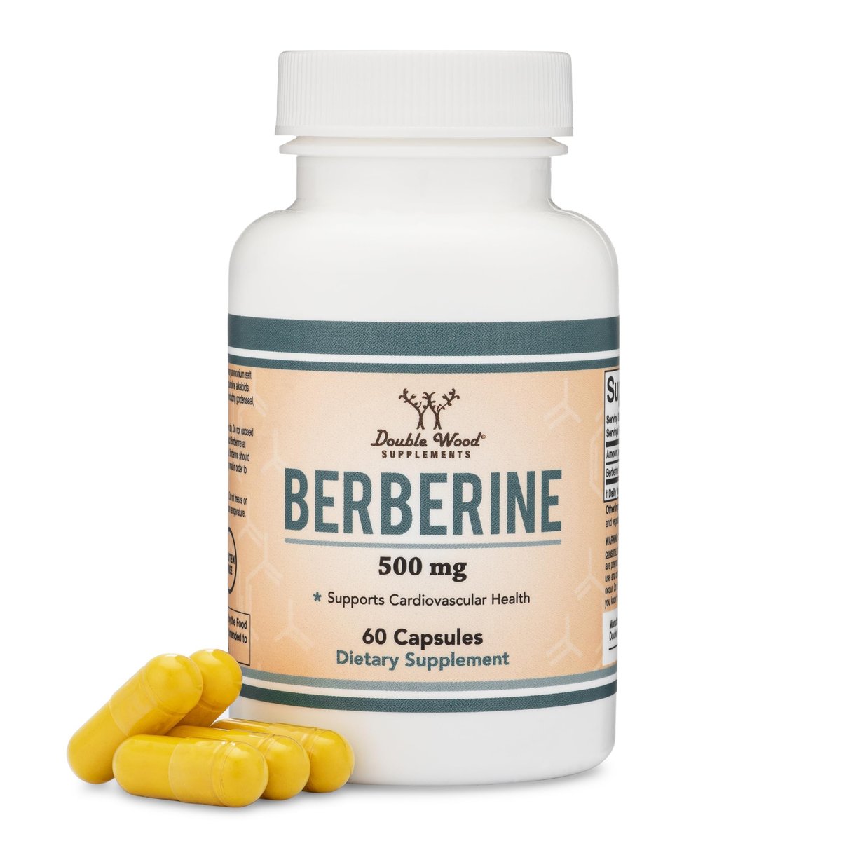 Berberin Supplement 500mg, Hohe Reinheit 97% HCl, 60 Kapseln (Drittgeprüft, Nicht-GVO, Glutenfrei, Vegan) – AMPK-Aktivator – Berberin HCL für Herz-Kreislauf-Gesundheit von Double Wood