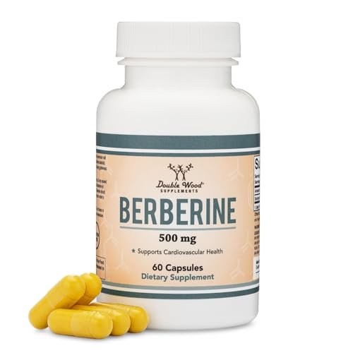 Berberin Supplement 500mg, Hohe Reinheit 97% HCl, 60 Kapseln (Drittgeprüft, Nicht-GVO, Glutenfrei, Vegan) – AMPK-Aktivator – Berberin HCL für Herz-Kreislauf-Gesundheit von Double Wood