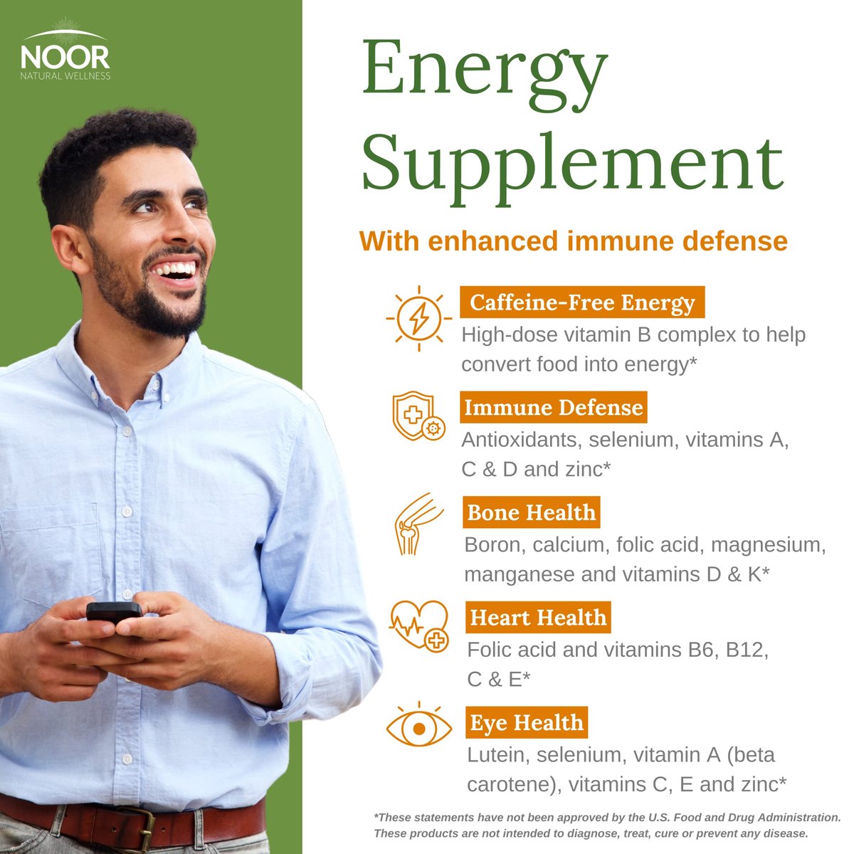 Noor Vitamins Energy+ Multivitamin – Halal Multivitamin für Energie, Immunsystem & Vitalität mit 26 Vitaminen & Mineralstoffen, Schwarzkümmel, Datteln, Honig, für Männer & Frauen, Gelatinefrei, 2-Monats-Vorrat