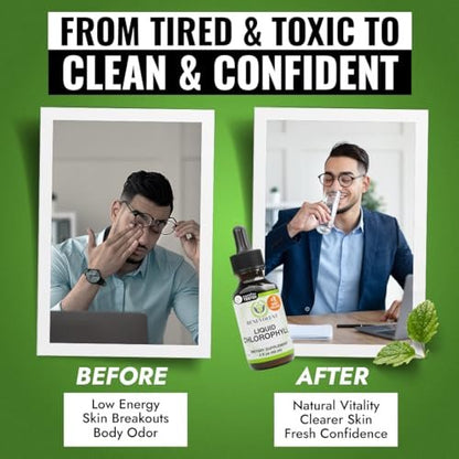 Benevolent Nourishment Chlorophyll-Tropfen, Entgiftung & Immununterstützung, Innerer Deodorant, 60 ml