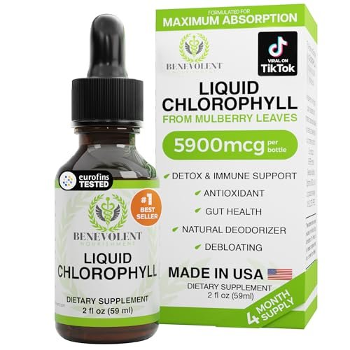 Benevolent Nourishment Chlorophyll-Tropfen, Entgiftung & Immununterstützung, Innerer Deodorant, 60 ml