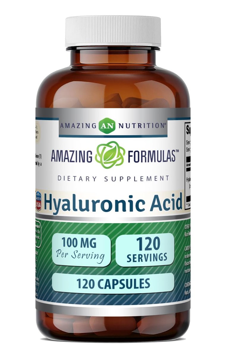Amazing Formulas Hyaluronsäure 100 mg Kapseln | Nahrungsergänzungsmittel | Non-GMO | Glutenfrei | Hergestellt in den USA (1 Packung | 120 Stück)