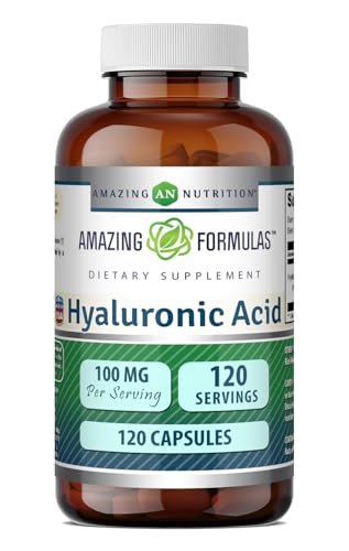 Amazing Formulas Hyaluronsäure 100 mg Kapseln | Nahrungsergänzungsmittel | Non-GMO | Glutenfrei | Hergestellt in den USA (1 Packung | 120 Stück)