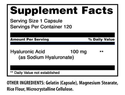 Amazing Formulas Hyaluronsäure 100 mg Kapseln | Nahrungsergänzungsmittel | Non-GMO | Glutenfrei | Hergestellt in den USA (1 Packung | 120 Stück)