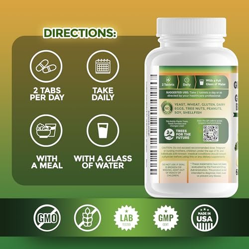 GreeNatr Ginko Biloba & Panax Ginseng Supplement – Gedächtnis & Konzentration, 60 Tabletten