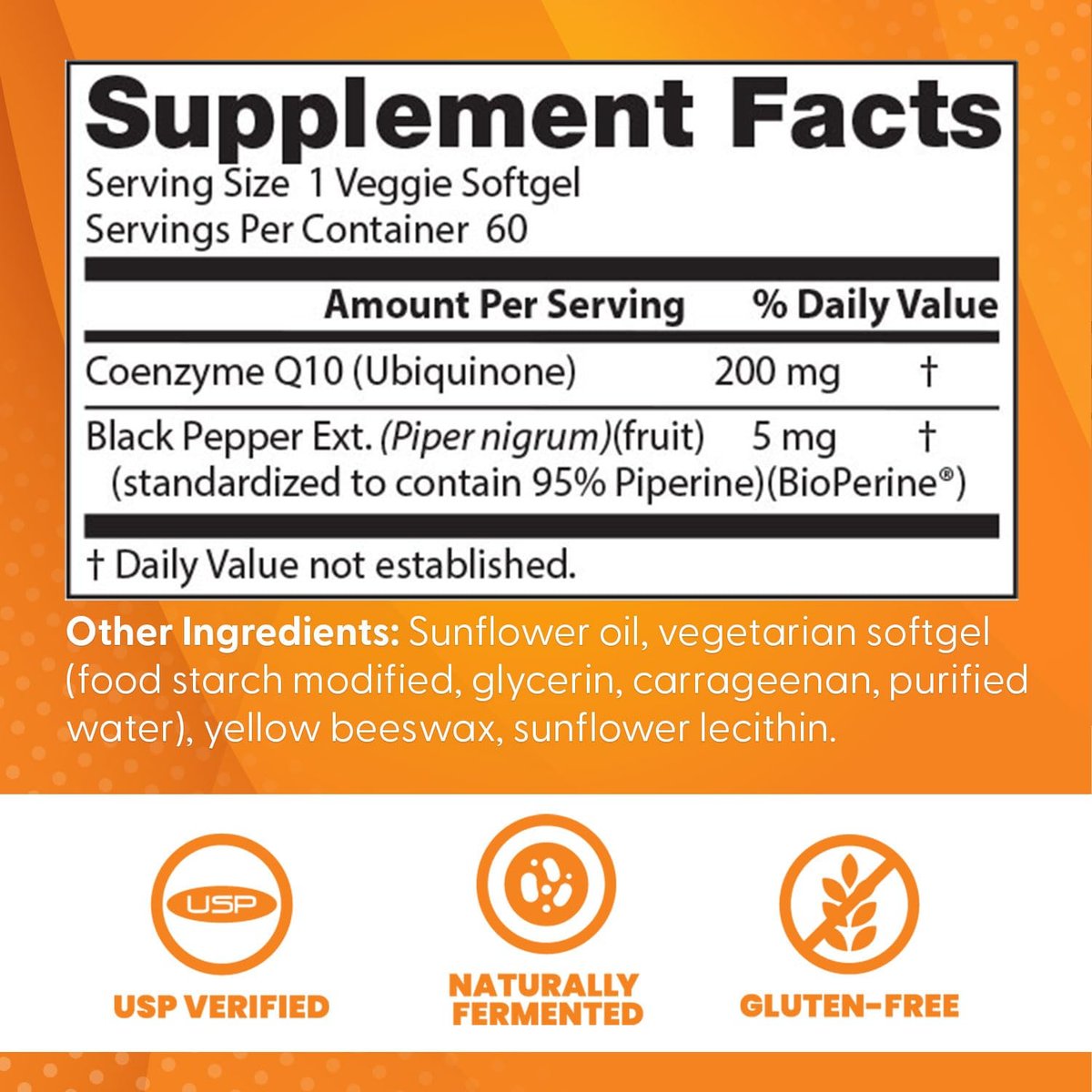 Doctor's Best CoQ10 200 mg mit BioPerine – Hochdosiertes Coenzym Q10 für Herzgesundheit & Antioxidans Unterstützung, 60 vegane Softgels