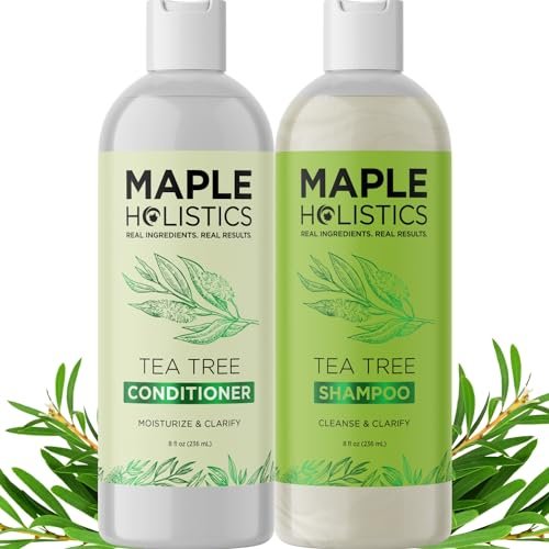Tea Tree Shampoo und Conditioner Set – Sulfatfreies Klärendes Shampoo und Conditioner für fettiges Haar & Kopfhautpflege mit australischem Teebaumöl – Komplette Trockene-Kopfhaut-Behandlung gegen Rückstände (2 x 240 ml)