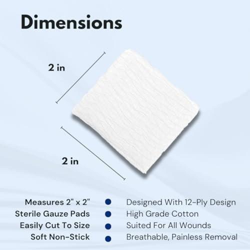 Dealmed 5 x 5 cm sterile Mullkompressen (100 Stück) – einzeln verpackte Wundauflagen für Erste-Hilfe-Set und medizinische Einrichtungen