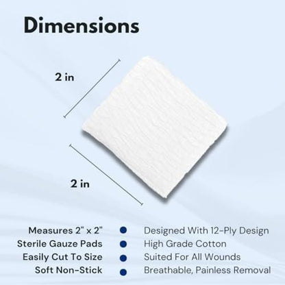Dealmed 5 x 5 cm sterile Mullkompressen (100 Stück) – einzeln verpackte Wundauflagen für Erste-Hilfe-Set und medizinische Einrichtungen