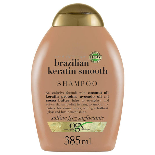 OGX Ever Straight Brazilian Keratin Therapy Shampoo – 13 fl oz – Glättendes Shampoo mit Keratin für geschmeidiges, glattes Haar