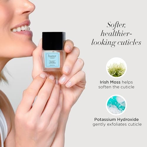 butter LONDON Nagelhautentferner Flüssigkeit, Melt Away – Nagelhautöl-Peeling & Weichmacher, entfernt sanft trockene, überwachsene Nagelhaut für gesund aussehende Nägel – schnell wirkend & schmerzfrei – 0,4 Fl Oz