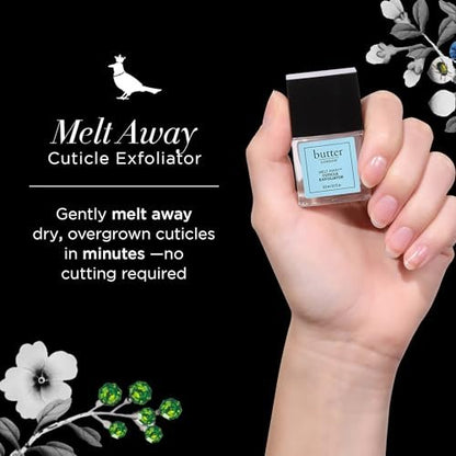 butter LONDON Nagelhautentferner Flüssigkeit, Melt Away – Nagelhautöl-Peeling & Weichmacher, entfernt sanft trockene, überwachsene Nagelhaut für gesund aussehende Nägel – schnell wirkend & schmerzfrei – 0,4 Fl Oz