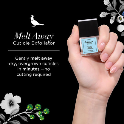 butter LONDON Nagelhautentferner Flüssigkeit, Melt Away – Nagelhautöl-Peeling & Weichmacher, entfernt sanft trockene, überwachsene Nagelhaut für gesund aussehende Nägel – schnell wirkend & schmerzfrei – 0,4 Fl Oz