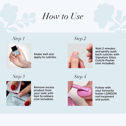 butter LONDON Nagelhautentferner Flüssigkeit, Melt Away – Nagelhautöl-Peeling & Weichmacher, entfernt sanft trockene, überwachsene Nagelhaut für gesund aussehende Nägel – schnell wirkend & schmerzfrei – 0,4 Fl Oz