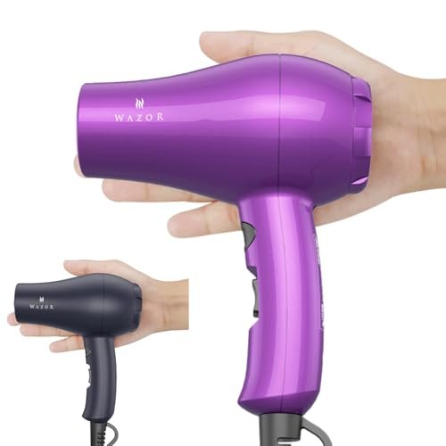 Mini Haartrockner für Pour Painting & Wohnmobile – Leichter Reise-Haartrockner 1000W Ionen-Technologie mit Konzentrator und Kaltlufttaste (Rot)