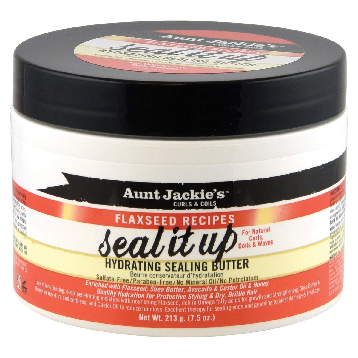 Aunt Jackie's Flaxseed Recipes Seal It Up, Feuchtigkeitsspendende Versiegelungsbutter, Hilft geschädigtes Haar zu reparieren und zu schützen, 213 g