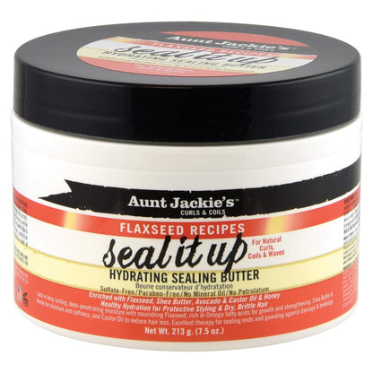 Aunt Jackie's Flaxseed Recipes Seal It Up, Feuchtigkeitsspendende Versiegelungsbutter, Hilft geschädigtes Haar zu reparieren und zu schützen, 213 g