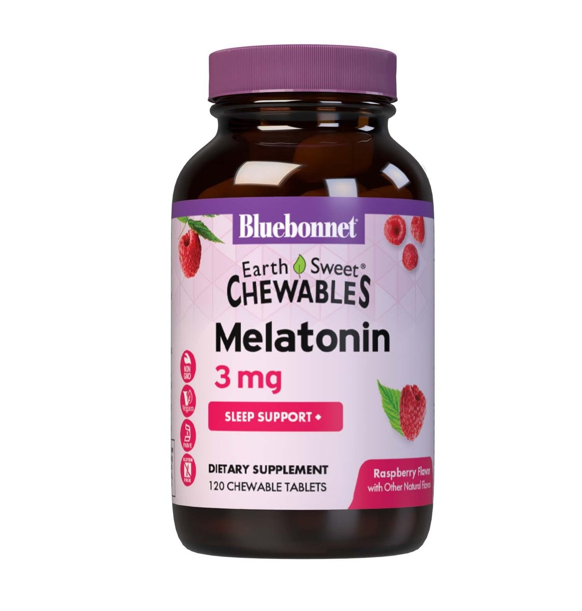Bluebonnet Nutrition EarthSweet Melatonin 3 mg – schnell wirkende Lutschtabletten für erholsamen Schlaf – 120 Kirsch-Lutschtabletten, vegan, glutenfrei