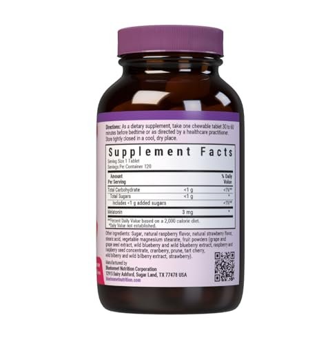 Bluebonnet Nutrition EarthSweet Melatonin 3 mg – schnell wirkende Lutschtabletten für erholsamen Schlaf – 120 Kirsch-Lutschtabletten, vegan, glutenfrei