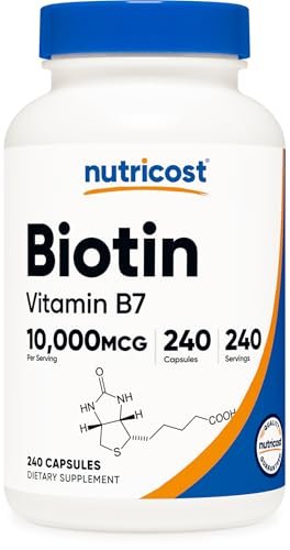 Nutricost Biotin 10.000 mcg (10 mg) Vitamin B7 Nahrungsergänzungsmittel - 240 Kapseln, Vegetarisch, Glutenfrei, Ohne Gentechnik