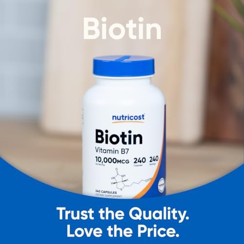 Nutricost Biotin 10.000 mcg (10 mg) Vitamin B7 Nahrungsergänzungsmittel - 240 Kapseln, Vegetarisch, Glutenfrei, Ohne Gentechnik
