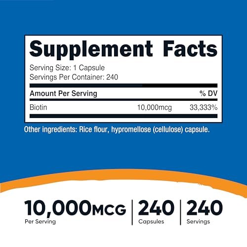 Nutricost Biotin 10.000 mcg (10 mg) Vitamin B7 Nahrungsergänzungsmittel - 240 Kapseln, Vegetarisch, Glutenfrei, Ohne Gentechnik