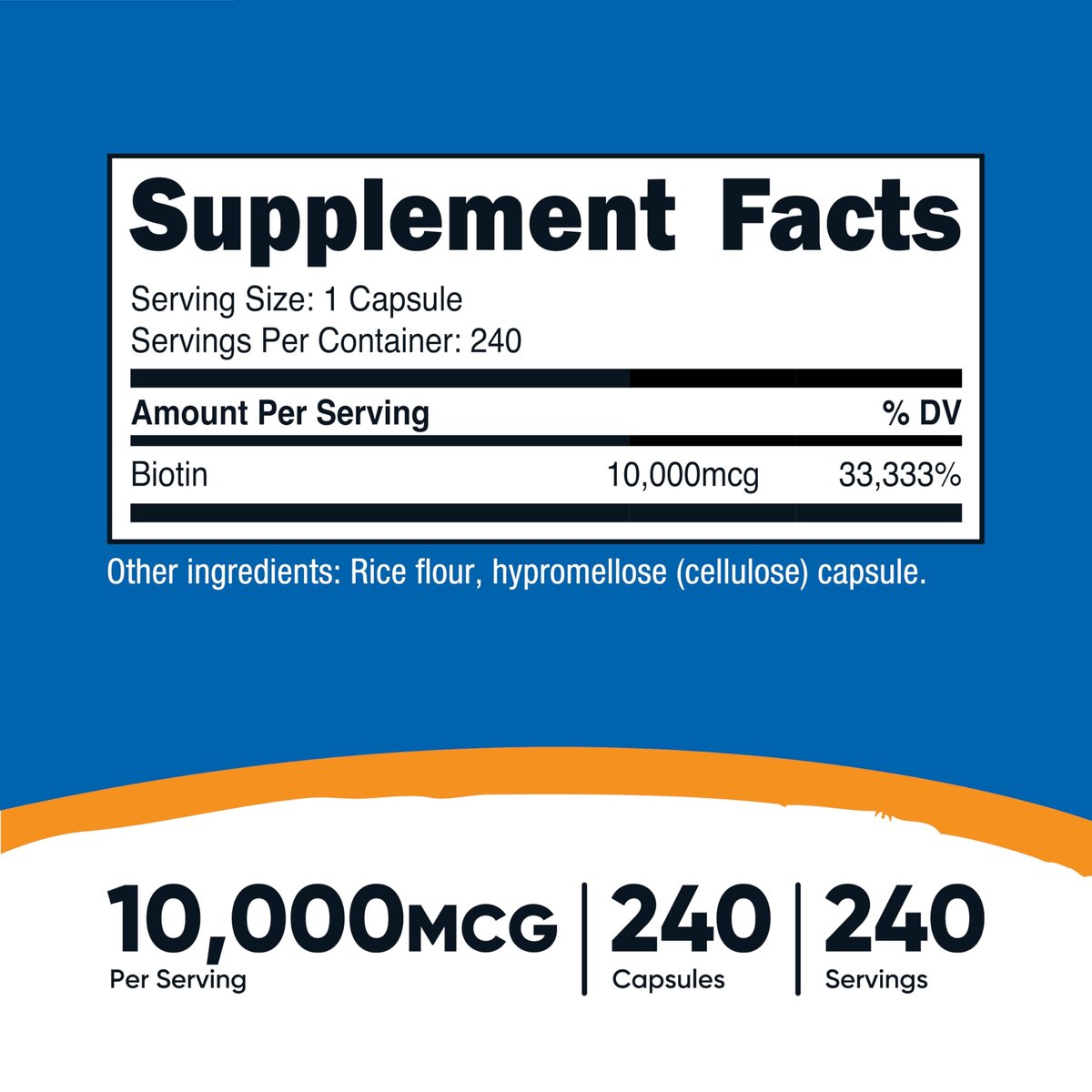 Nutricost Biotin 10.000 mcg (10 mg) Vitamin B7 Nahrungsergänzungsmittel - 240 Kapseln, Vegetarisch, Glutenfrei, Ohne Gentechnik