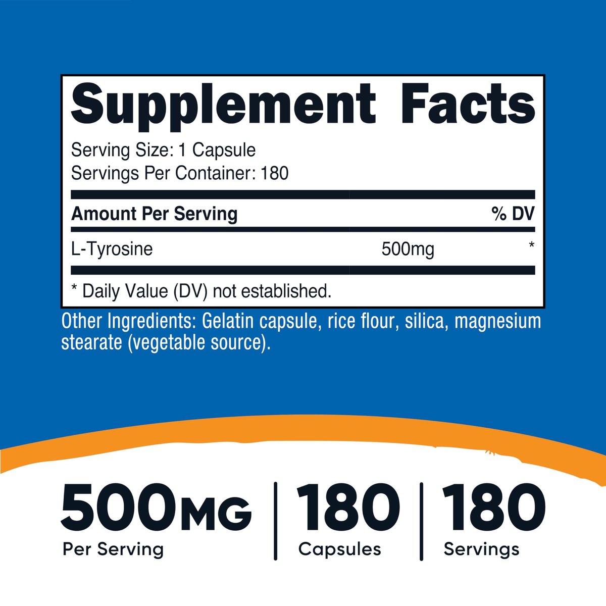 Nutricost L-Tyrosin 500mg, 180 Kapseln – Glutenfrei & Nicht-GVO