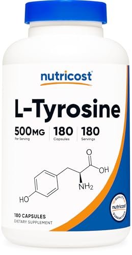Nutricost L-Tyrosin 500mg, 180 Kapseln – Glutenfrei & Nicht-GVO